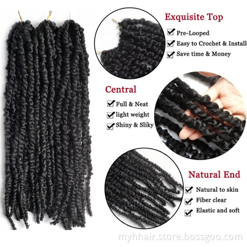 10 Piece Brown Blonde Pre-twisted Hair 18 Inch Pre-looped Ombre Black Passion Crochet Hair for Women Synthetic Braids